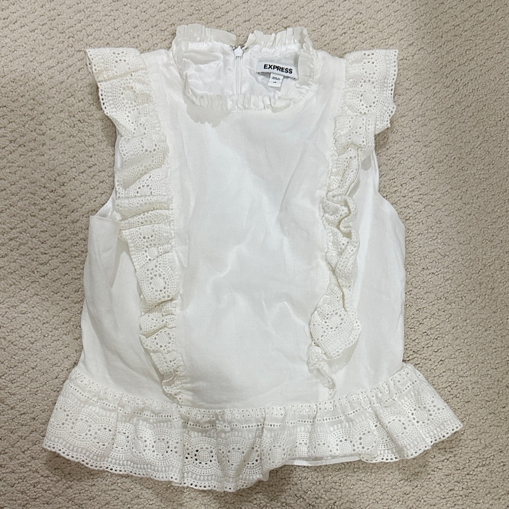 Express Ivory Lace Trim Blouse